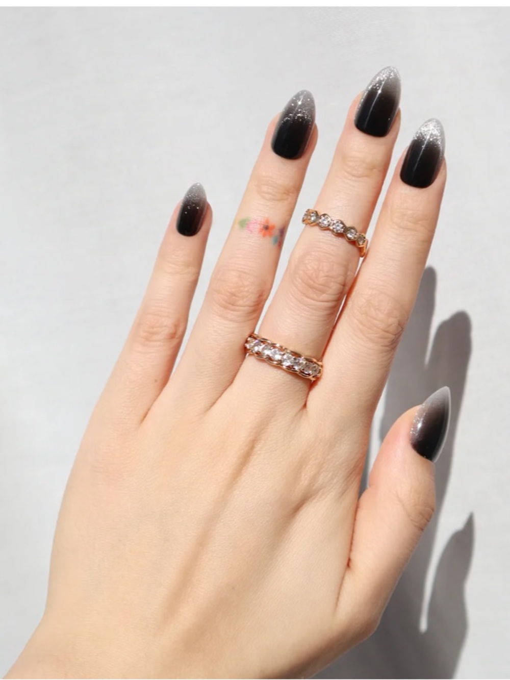 NIB Nail Reformation Starry Night Press-On Nails - Glitter Black Short Almond